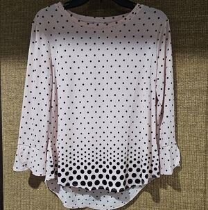 Elle Pink and Black Polka Dot Top. NWOT